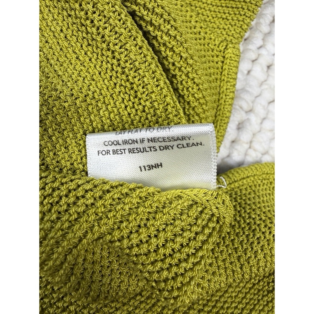 Eileen Fisher Chartreuse Boatneck 3/4 Sleeve Sweater Italian Yarn Cotton Blend L - Picture 4 of 7